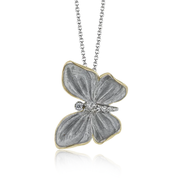 Gold Necklaces-Monarch Butterfly Pendant Necklace in 18k Gold with Diamonds DP267-G