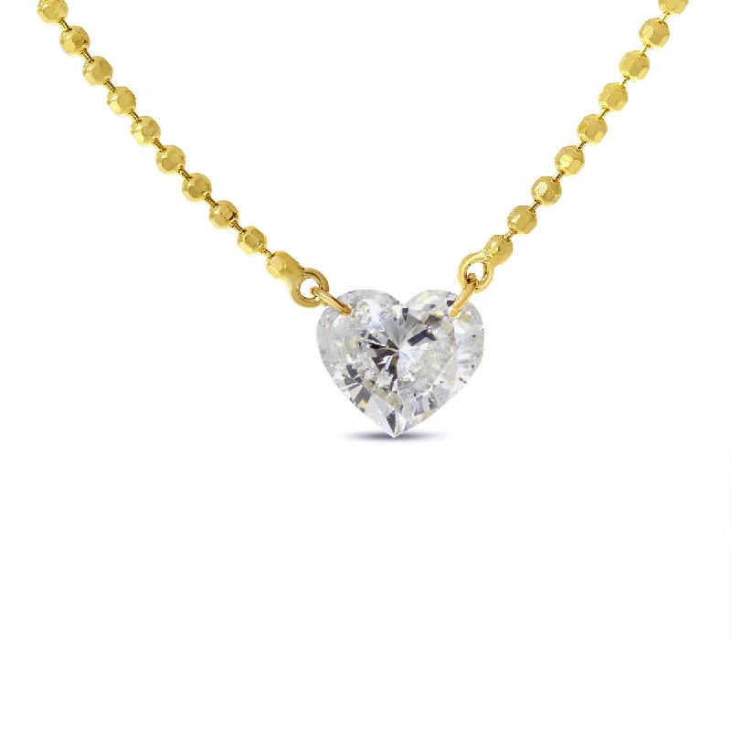 Multi-layer Necklaces-DASHING DIAMOND HEART LG NECKLACE P10355-18