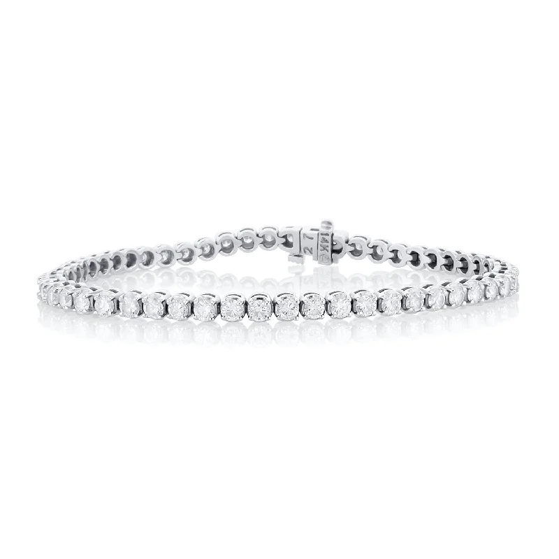 Bracelets For Anniversary Gifts-4.00 Carat Round Diamond Tennis Bracelet in 14K White Gold