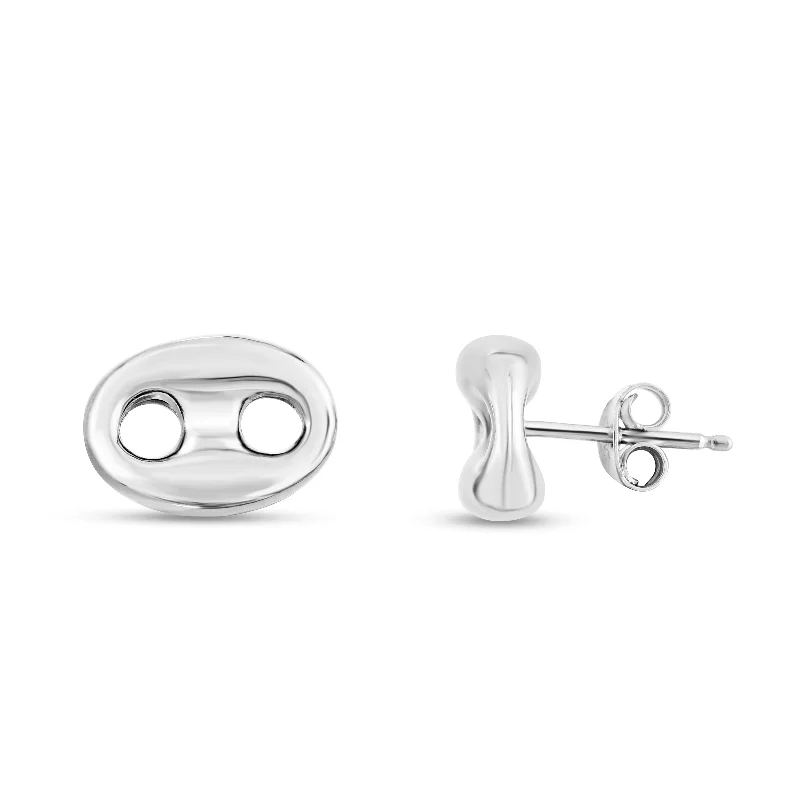 Luxurious Earrings-Silver Puffed Mariner Studs