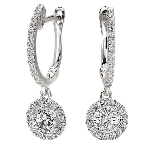 Luxury Diamond Stud Earrings-Ladies Diamond Halo Earrings