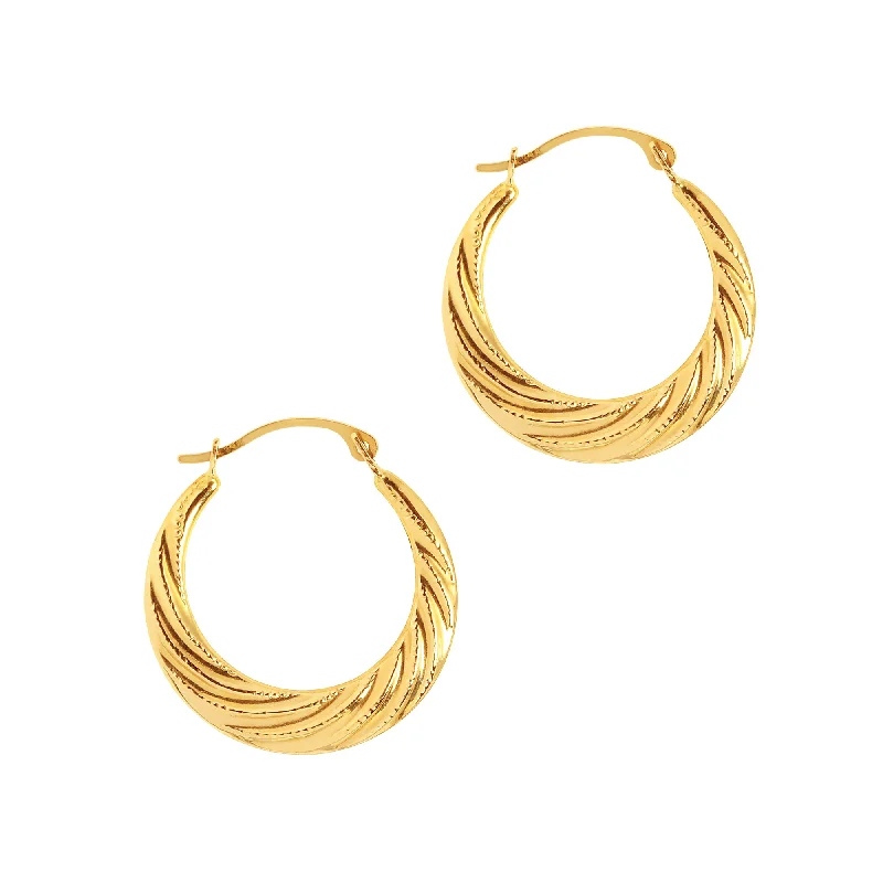 Elegant Gemstone Earrings for Women-10K Gold Round Graduated Twist Hoop Earring