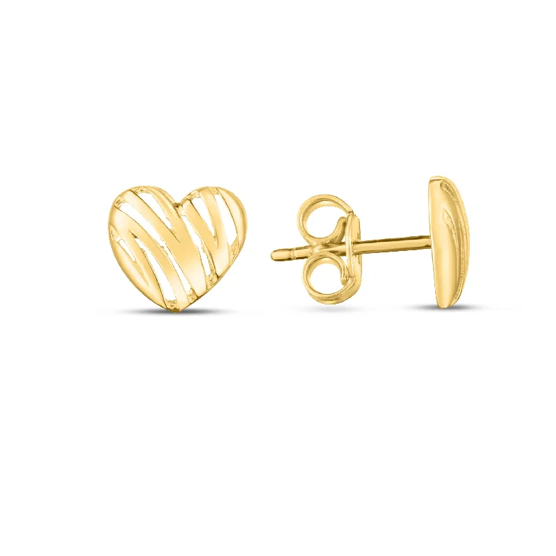 Classic Silver Drop Earrings-14K Scribble Heart Studs