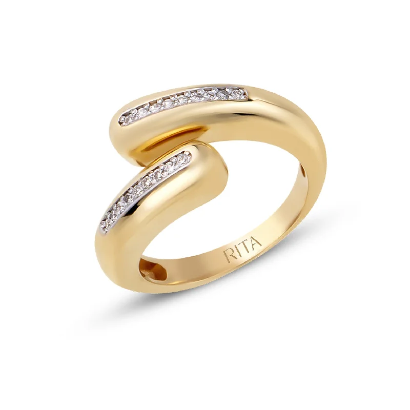 Gold Wedding Bands-Diamond Wrap Ring