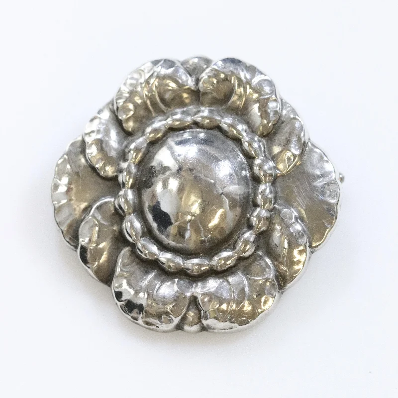 Brooch With Gemstone Details-Vintage Georg Jensen Jewelry | Rare Early Art Nouveau Floral Brooch 174