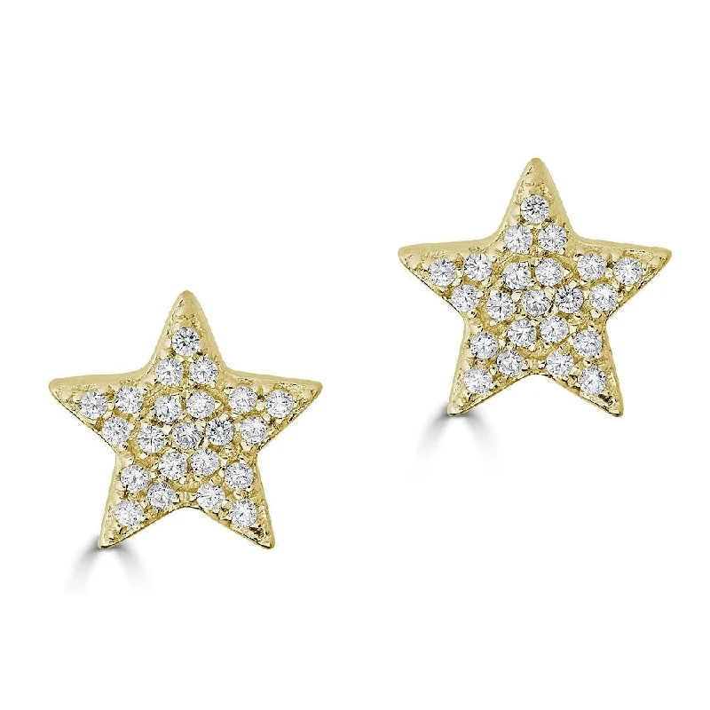 Custom Drop Stud Earrings-EMILIQUE 14KT GOLD .10 CTW DIAMOND PAVÉ STAR STUD EARRINGS