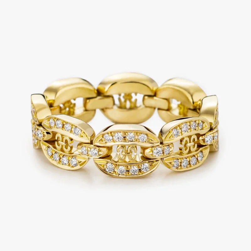 Luxury Rings-Links Chain Ring with Diamonds