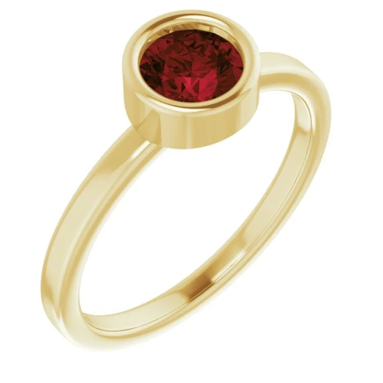 Handmade Rings-14K Yellow 5.5 mm Natural Mozambique Garnet Ring