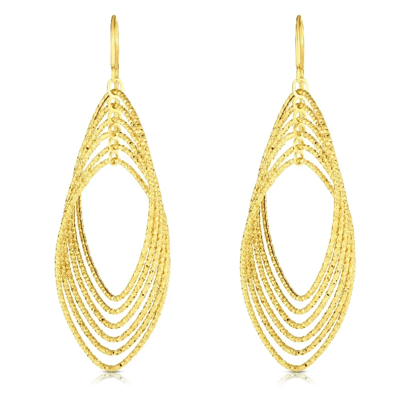 Designer Drop Earrings-14K Gold Multi-Layered Dangle Earring