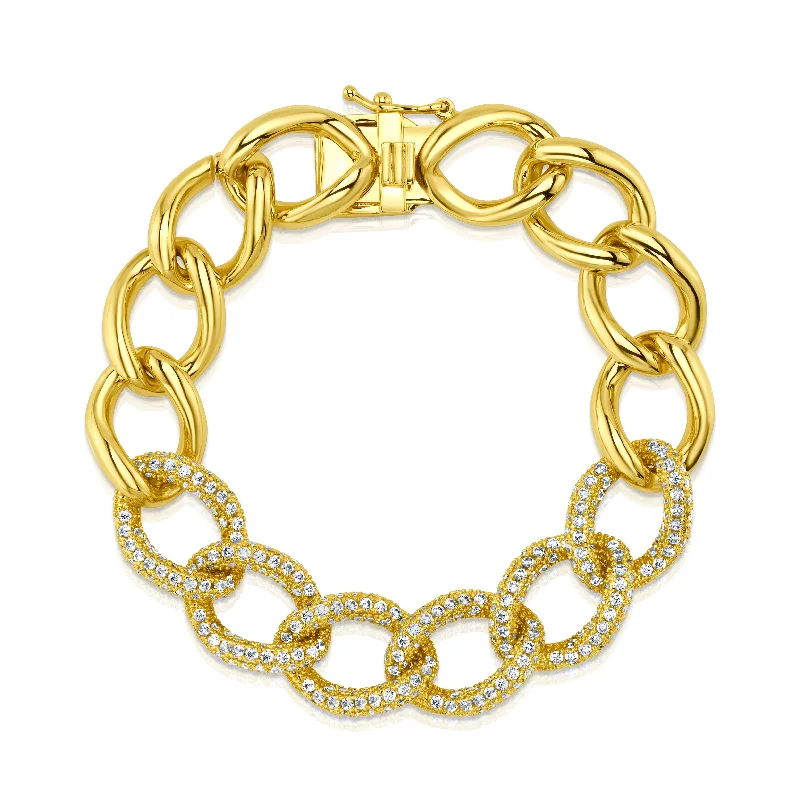 Bracelets For Casual Weekends-BOLD LINK CZ CHAIN BRACELET, GOLD