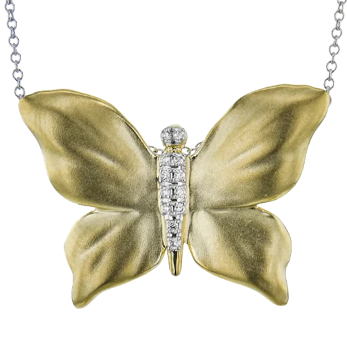 Custom Necklaces-Monarch Butterfly Pendant Necklace in 18k Gold with Diamonds DP278