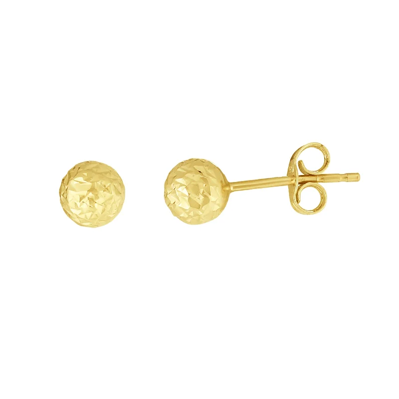 Large Stud Earrings-14K Gold 5mm Crystal Cut Post Earring