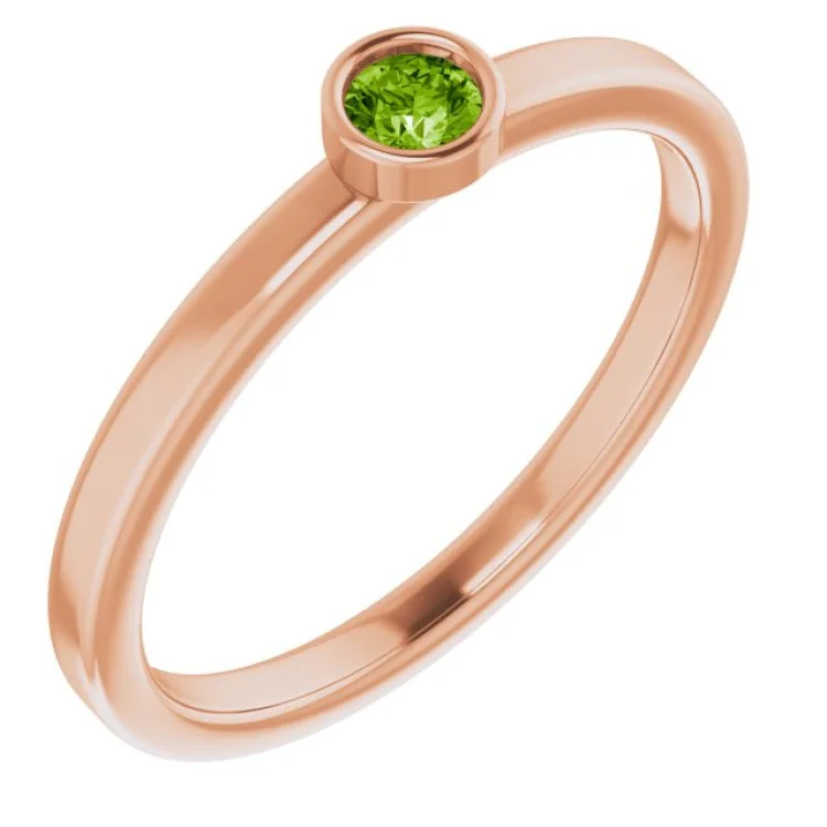 Colorful Engagement Rings-14K Rose 3 mm Natural Peridot Ring