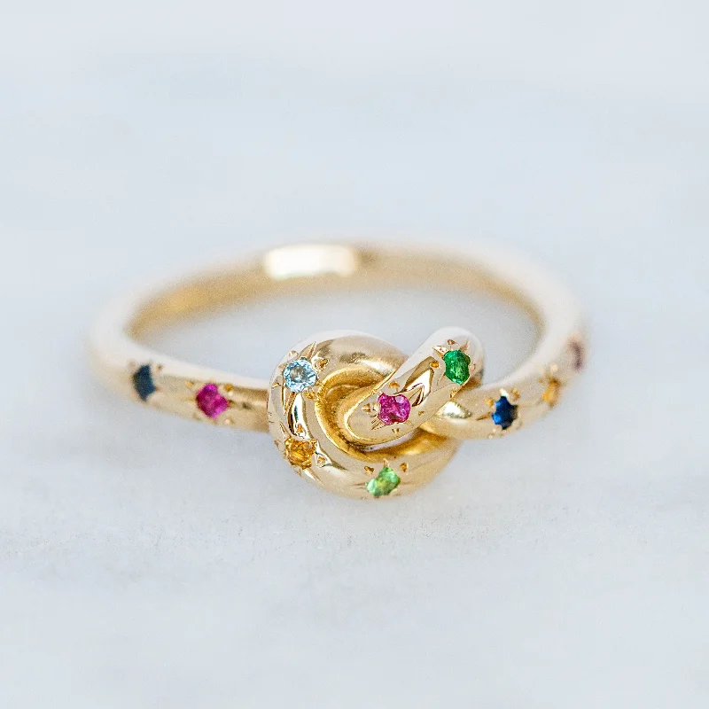 Multi-Gemstone Wedding Rings-Pretzel Ring Hundreds and Thousands