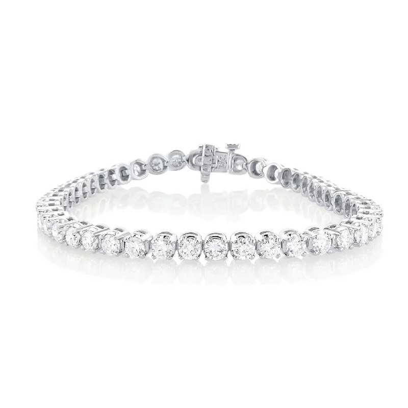 Bracelets With Swarovski Crystals-5.75 Carat Round Lab Grown Diamond Tennis Bracelet set in 14K White Gold