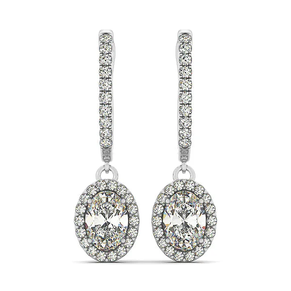 Classic Drop Earrings-Halo Diamond Earring