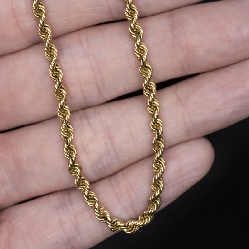 Simple Silver Necklaces-SOLID 18K YELLOW GOLD 33 GRAM TWISTED ROPE CHAIN 3.2mm 30in MENS LADIES NECKLACE