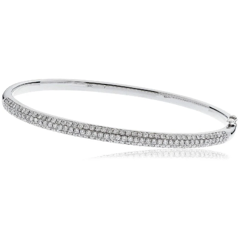 Bangles For Trendsetters-DIAMOND PAVE SETTING BANGLE IN 18K WHITE GOLD