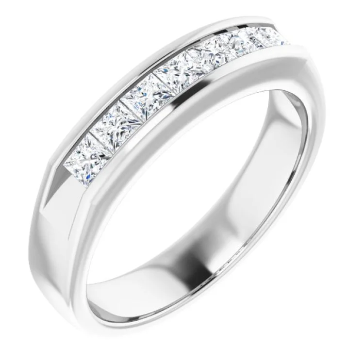 Silver Rings-14K White 9/10 CTW Natural Diamond Ring