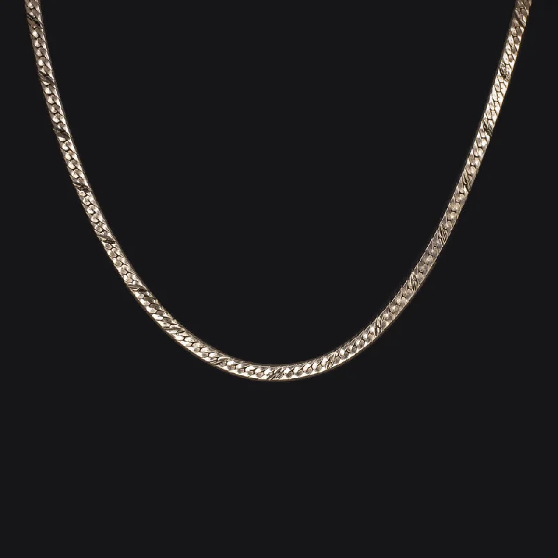 Spiritual Necklaces-SOLID 14K YELLOW GOLD FLAT SNAKE CHAIN 18 INCH 3mm HERRINGBONE OMEGA NECKLACE