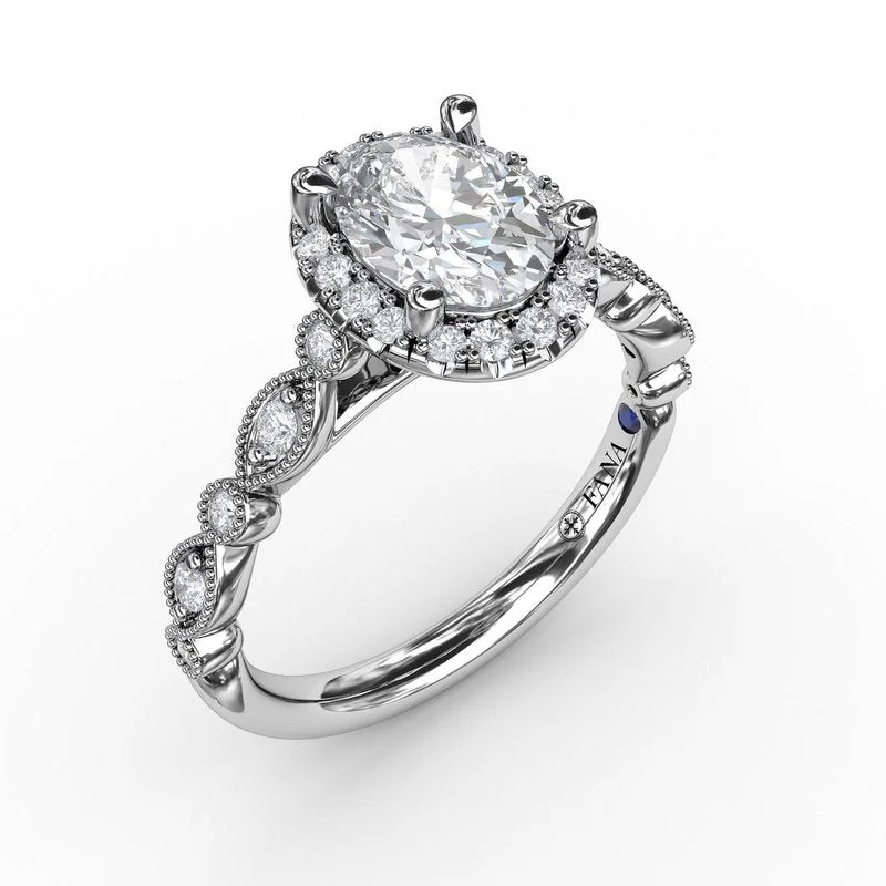 White Sapphire Rings-Classic Diamond Engagement Ring with Detailed Milgrain Band