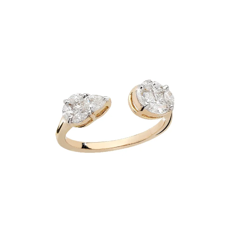 Unique Diamond Rings-Illusion Duo Stone Ring