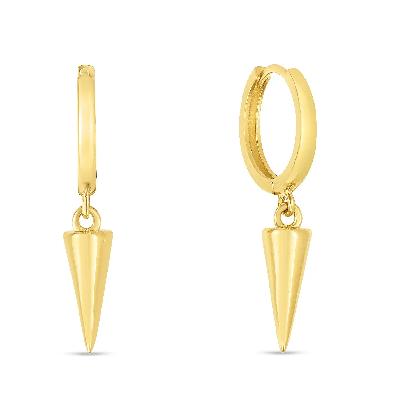 Trendy Earrings for Women-14K Gold Spike Drop Earrings