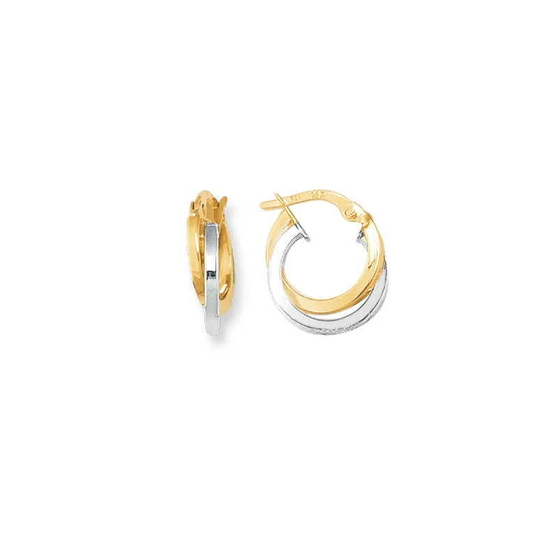 Unique Fashion Earrings-14K Gold Mini Polished Double Hoop Earring