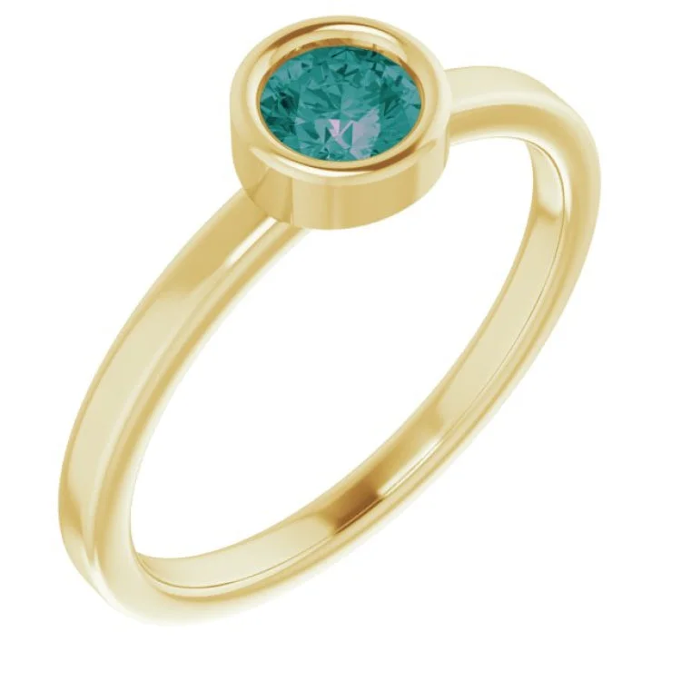 Fashion Diamond Rings-14K Yellow 4.5 mm Lab-Grown Alexandrite Ring