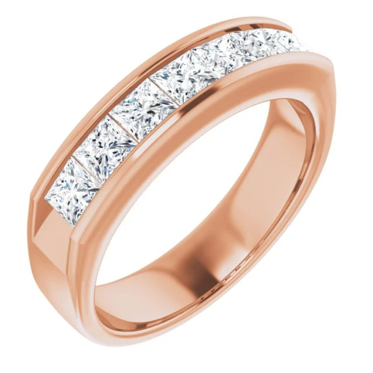 Wedding Bands For Women-14K Rose 1 3/4 CTW Natural Diamond Ring