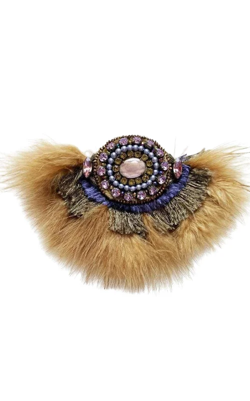 Brooch For Blouses-Feather and Crystal Embellished Brooch by Satellite Paris